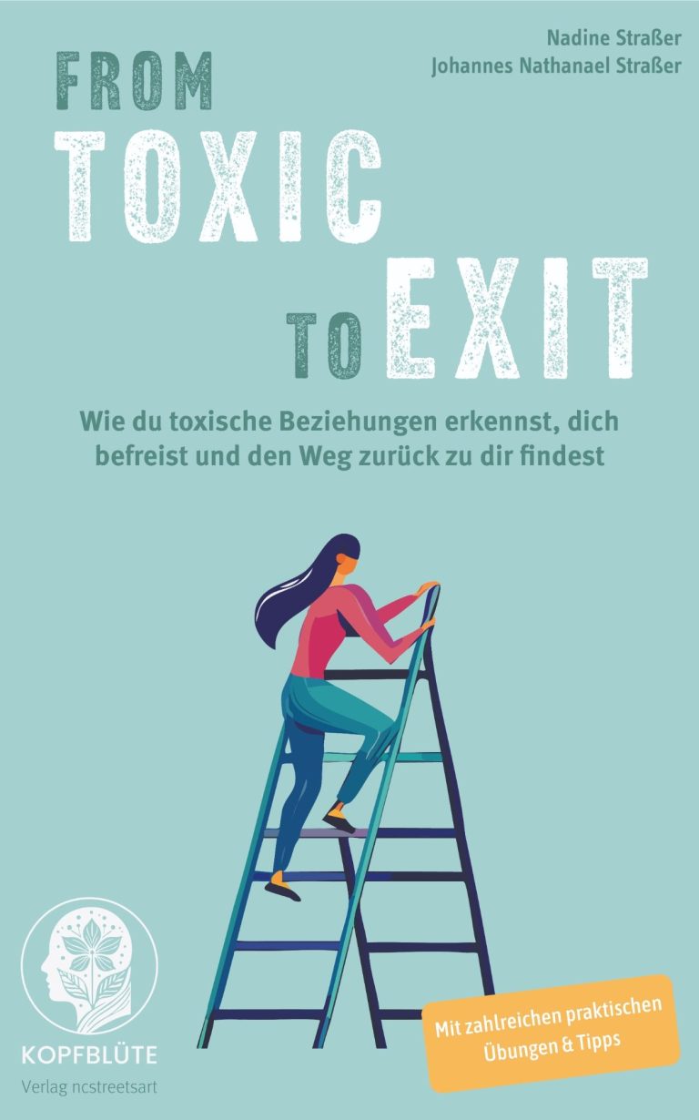 Bunte gasse mit roten und gelben Gebäuden, Bäumen und strahlend blauem Himmel.